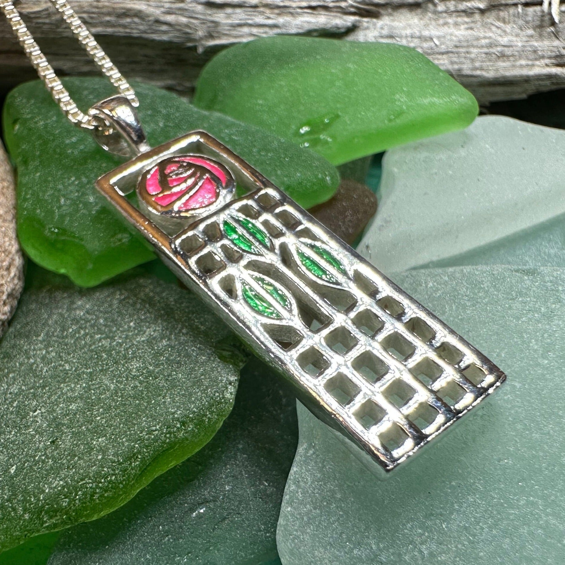 Mackintosh Rose Necklace, Scotland Jewelry, Celtic Jewelry, Rose Jewelry, Art Deco Pendant, Anniversary Gift, Scottish Necklace, Wife Gift