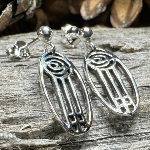 Load image into Gallery viewer, Rose Earrings, Scotland Jewelry, Mackintosh Post Earrings, Silver Anniversary Gift, Flower Earrings, Nature Jewelry, Art Deco Jewelry
