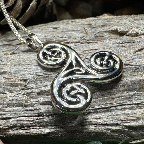 Triple Spiral Necklace, Celtic Jewelry, Irish Pendant, Celtic Spiral Pendant, Norse Jewelry, Sterling Silver, Pagan Jewelry, Scottish Gift