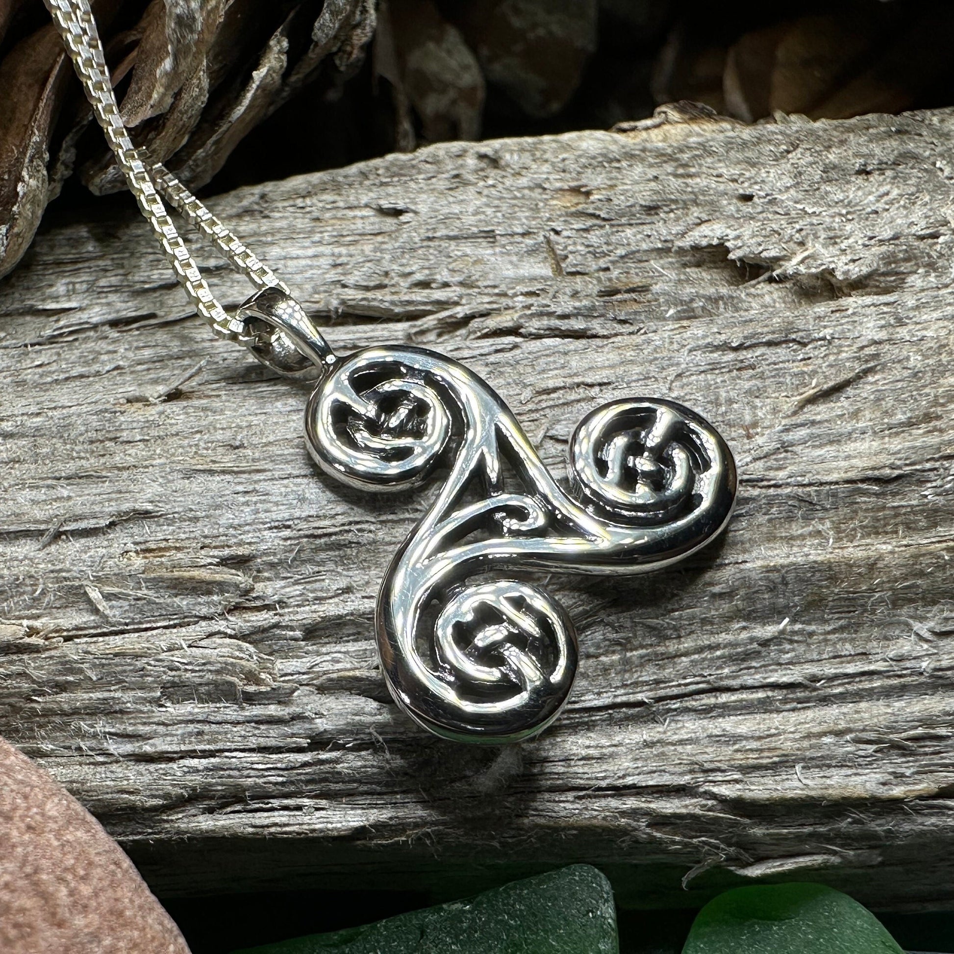 Triple Spiral Necklace, Celtic Jewelry, Irish Pendant, Celtic Spiral Pendant, Norse Jewelry, Sterling Silver, Pagan Jewelry, Scottish Gift