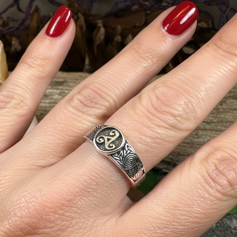 Triple Spiral Ring, Celtic Ring, Irish Jewelry, Celtic Knot Jewelry, Irish Ring, Irish Dance Gift, Celtic Spiral, Pagan Ring, Wiccan Ring