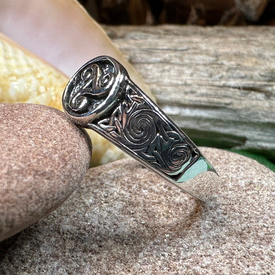 Triple Spiral Ring, Celtic Ring, Irish Jewelry, Celtic Knot Jewelry, Irish Ring, Irish Dance Gift, Celtic Spiral, Pagan Ring, Wiccan Ring