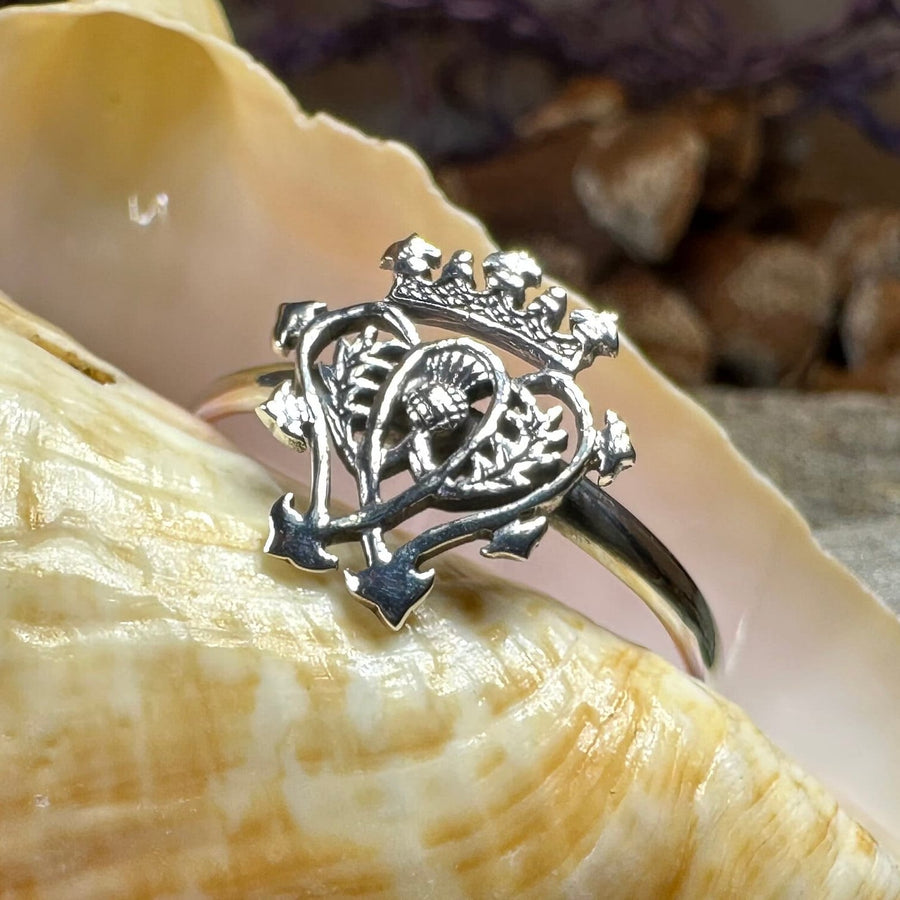 Luckenbooth Ring, Outlander Jewelry, Thistle Ring, Scotland Jewelry, Bridal Jewelry, Sterling Silver, Heart Ring, Promise Ring, Wife Gift