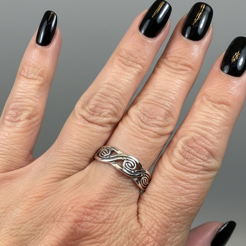 Triple Spiral Ring, Celtic Ring, Irish Jewelry, Celtic Knot Jewelry, Irish Ring, Irish Dance Gift, Celtic Spiral, Pagan Ring, Wiccan Ring