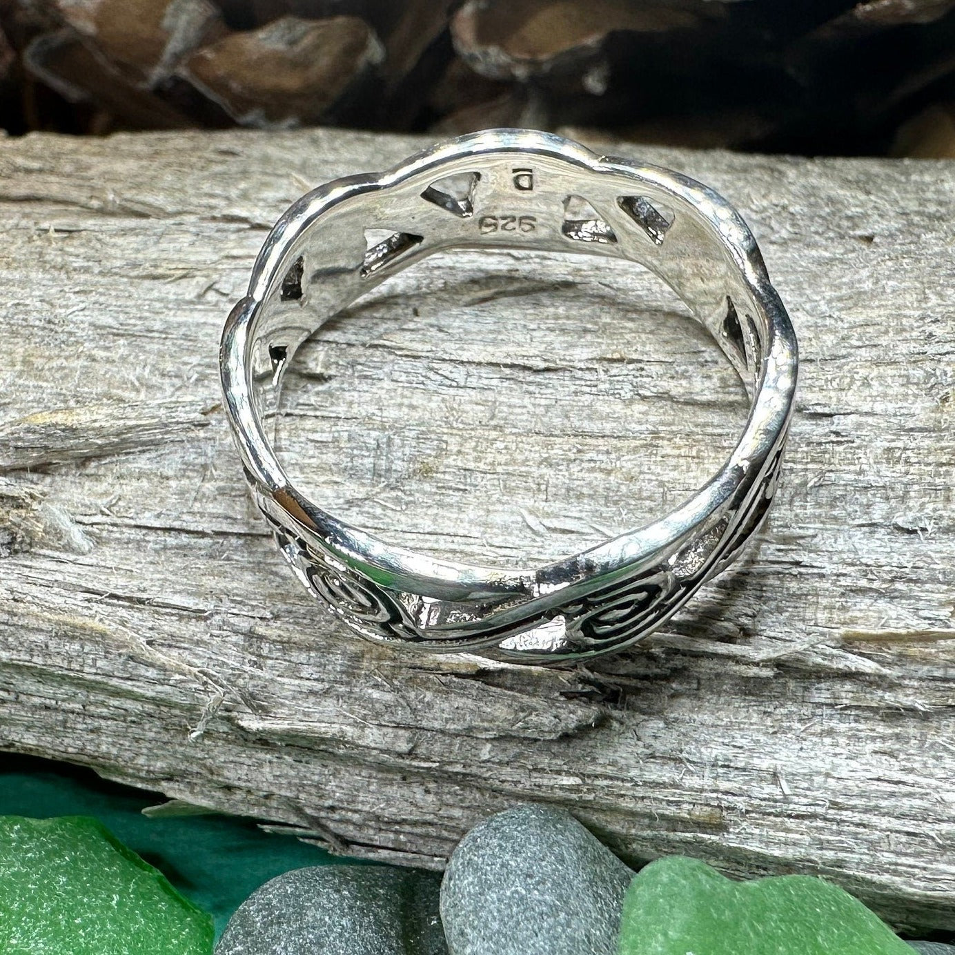 Wren Celtic Triple Spiral Ring in Sterling Silver — view 5