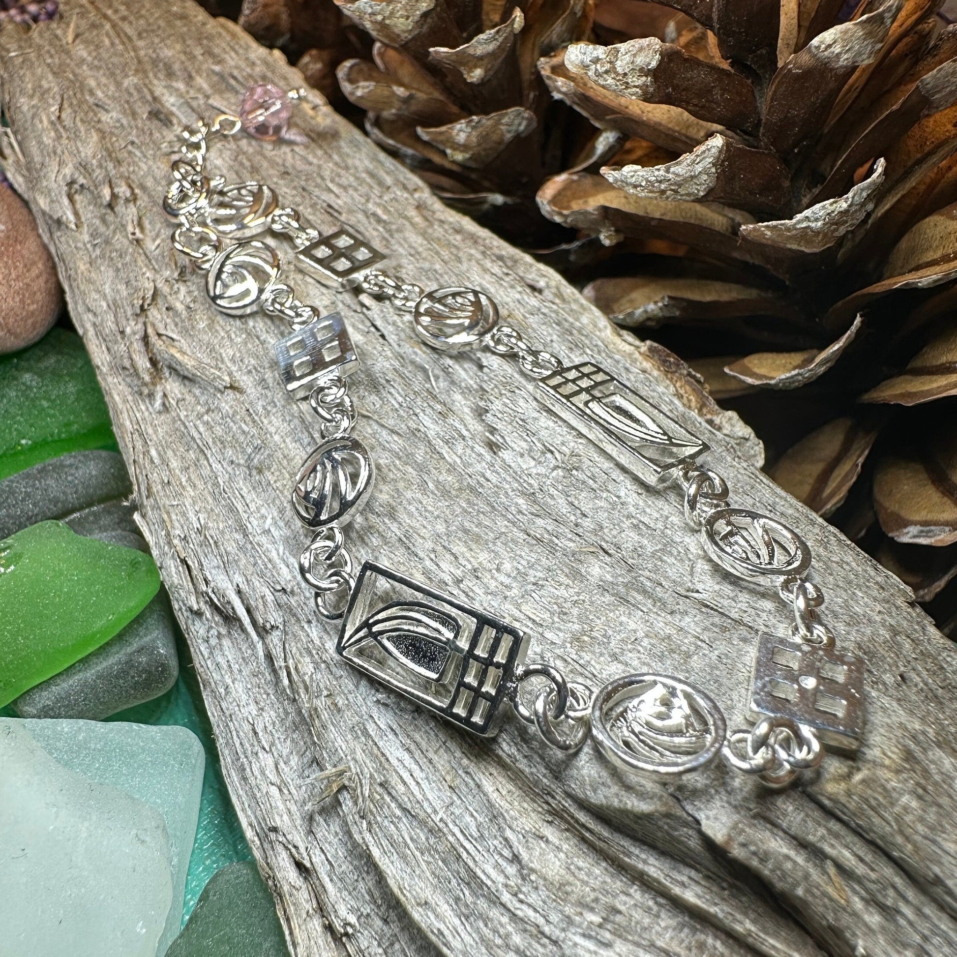 Mackintosh Bracelet, Celtic Jewelry, Scottish Bracelet, Art Deco Jewelry, Celtic Knot Bracelet, Scotland Gift, Silver Wife Gift, Mom Gift
