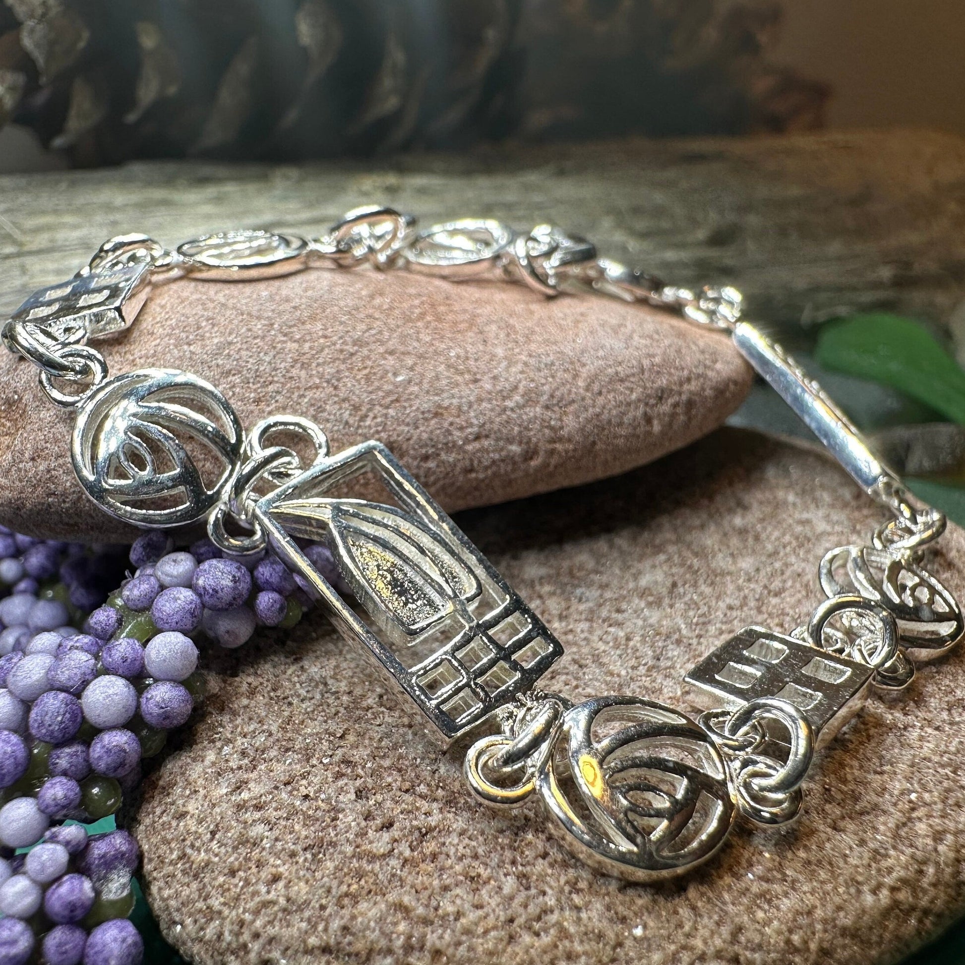 Mackintosh Bracelet, Celtic Jewelry, Scottish Bracelet, Art Deco Jewelry, Celtic Knot Bracelet, Scotland Gift, Silver Wife Gift, Mom Gift