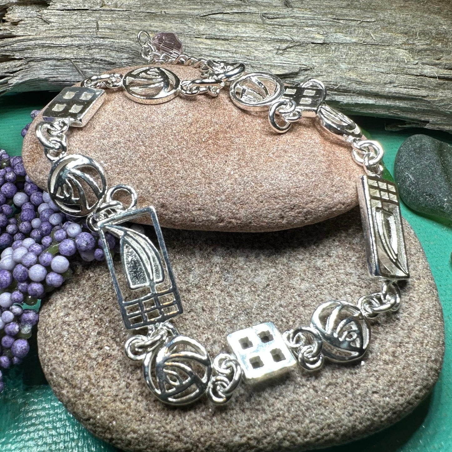 Mackintosh Bracelet, Celtic Jewelry, Scottish Bracelet, Art Deco Jewelry, Celtic Knot Bracelet, Scotland Gift, Silver Wife Gift, Mom Gift