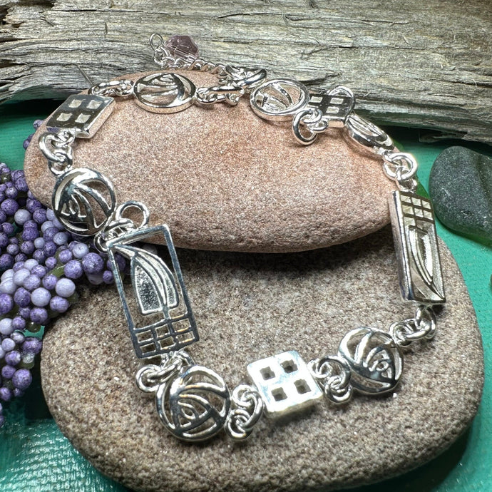 Mackintosh Bracelet, Celtic Jewelry, Scottish Bracelet, Art Deco Jewelry, Celtic Knot Bracelet, Scotland Gift, Silver Wife Gift, Mom Gift