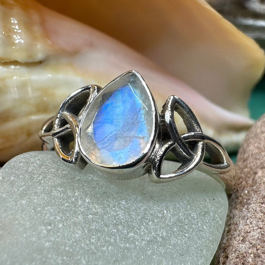 Celtic Knot Ring, Celtic Jewelry, Irish Jewelry, Moonstone Ring, Irish Ring, Irish Dance Gift, Anniversary Gift, Scottish Ring, Wiccan Ring