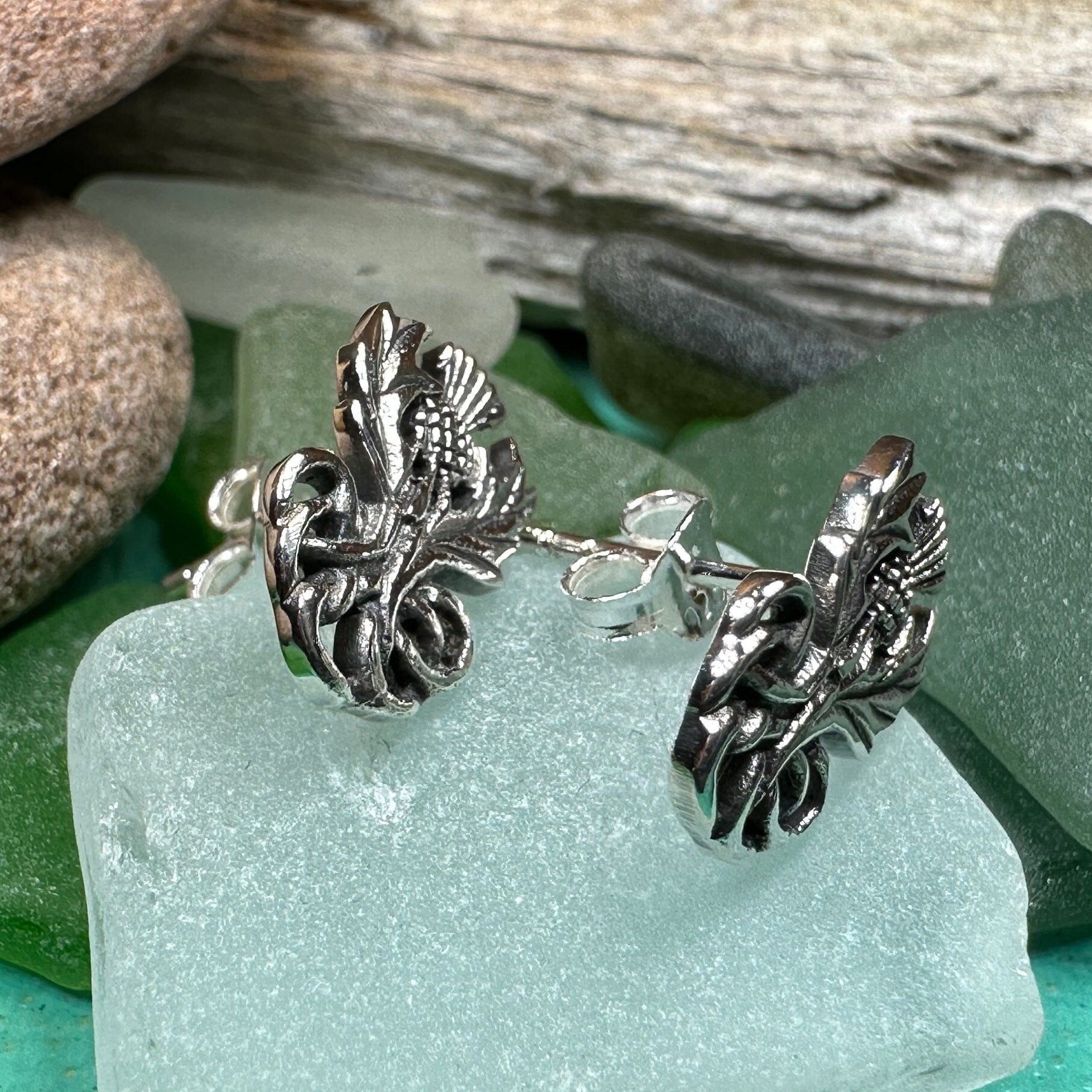 Thistle Earrings, Flower Jewelry, Scotland Jewelry, Celtic Jewelry, Graduation Gift, Anniversary Gift, Silver Stud Earrings, Post Earrings