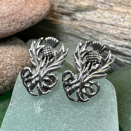 Thistle Earrings, Flower Jewelry, Scotland Jewelry, Celtic Jewelry, Graduation Gift, Anniversary Gift, Silver Stud Earrings, Post Earrings