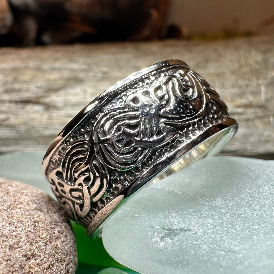 Celtic Dragon Ring, Celtic Ring, Scottish Promise Ring, Silver Ring, Irish Ring, Wedding Band, Anniversary Gift, Ireland Ring, Wiccan Ring