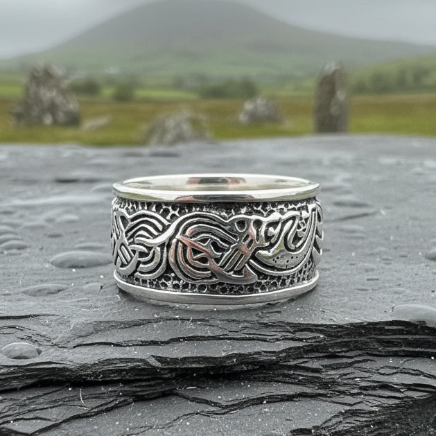 Celtic Dragon Ring, Celtic Ring, Scottish Promise Ring, Silver Ring, Irish Ring, Wedding Band, Anniversary Gift, Ireland Ring, Wiccan Ring