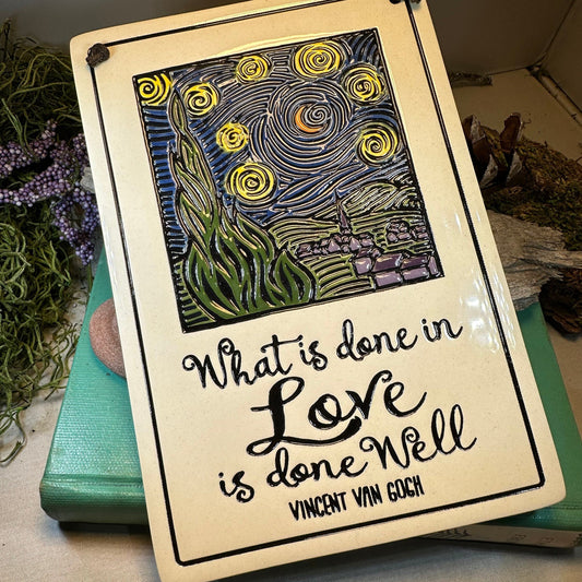 Van Gogh Wall Art, Starry Night, Ceramic Wall Plaque, New Home Gift, Mother's Day Gift, Wedding Gift, Fine Art Decor, Wife Gift, Mom Gift