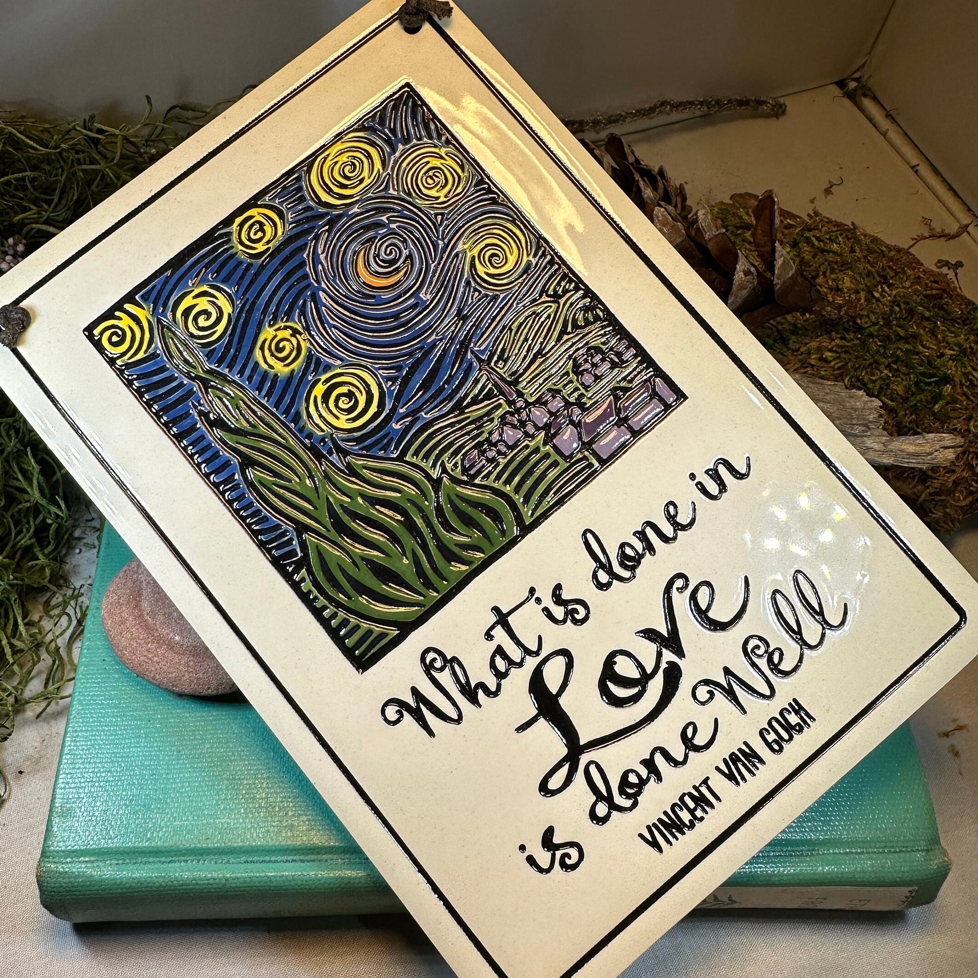 Van Gogh Wall Art, Starry Night, Ceramic Wall Plaque, New Home Gift, Mother's Day Gift, Wedding Gift, Fine Art Decor, Wife Gift, Mom Gift