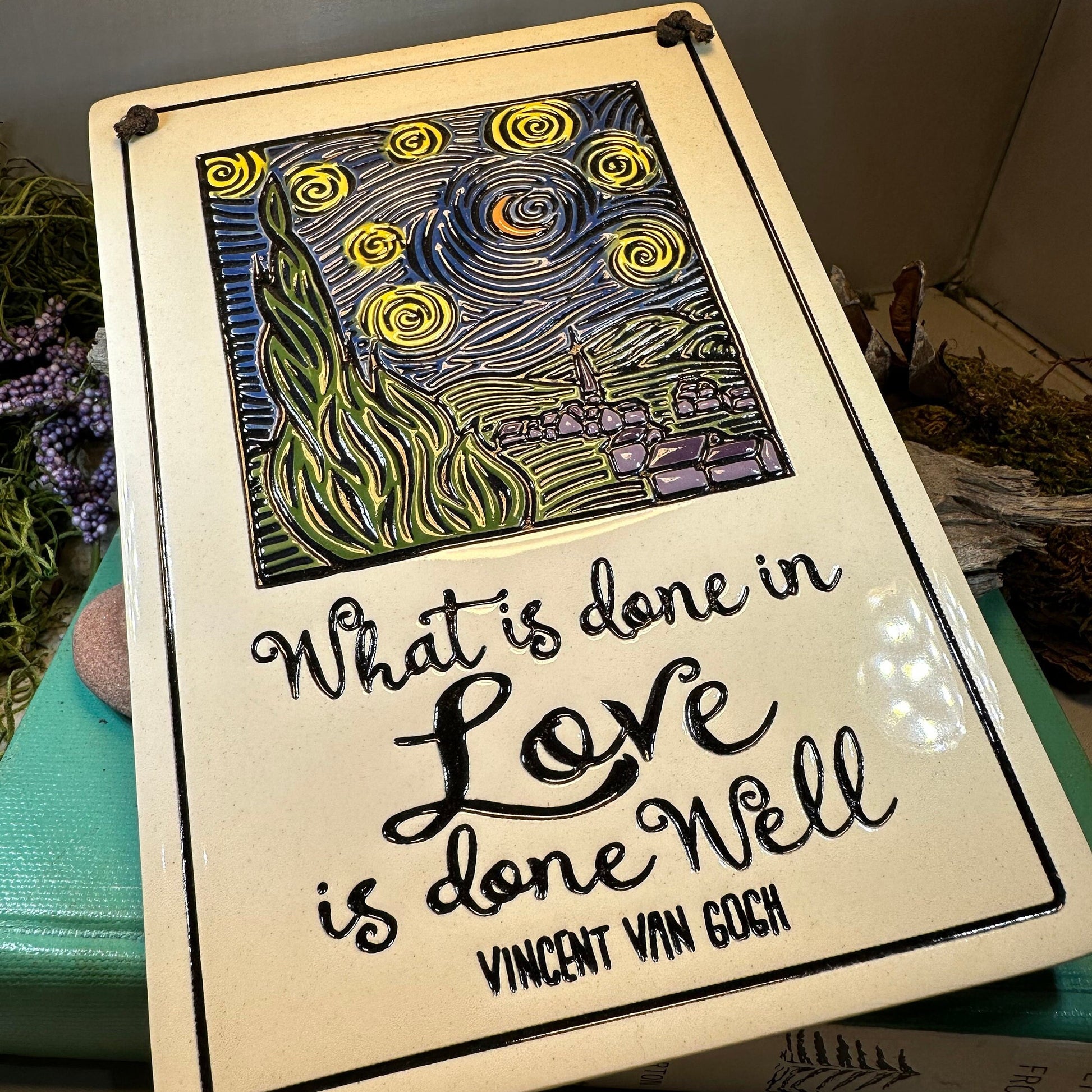 Van Gogh Wall Art, Starry Night, Ceramic Wall Plaque, New Home Gift, Mother's Day Gift, Wedding Gift, Fine Art Decor, Wife Gift, Mom Gift