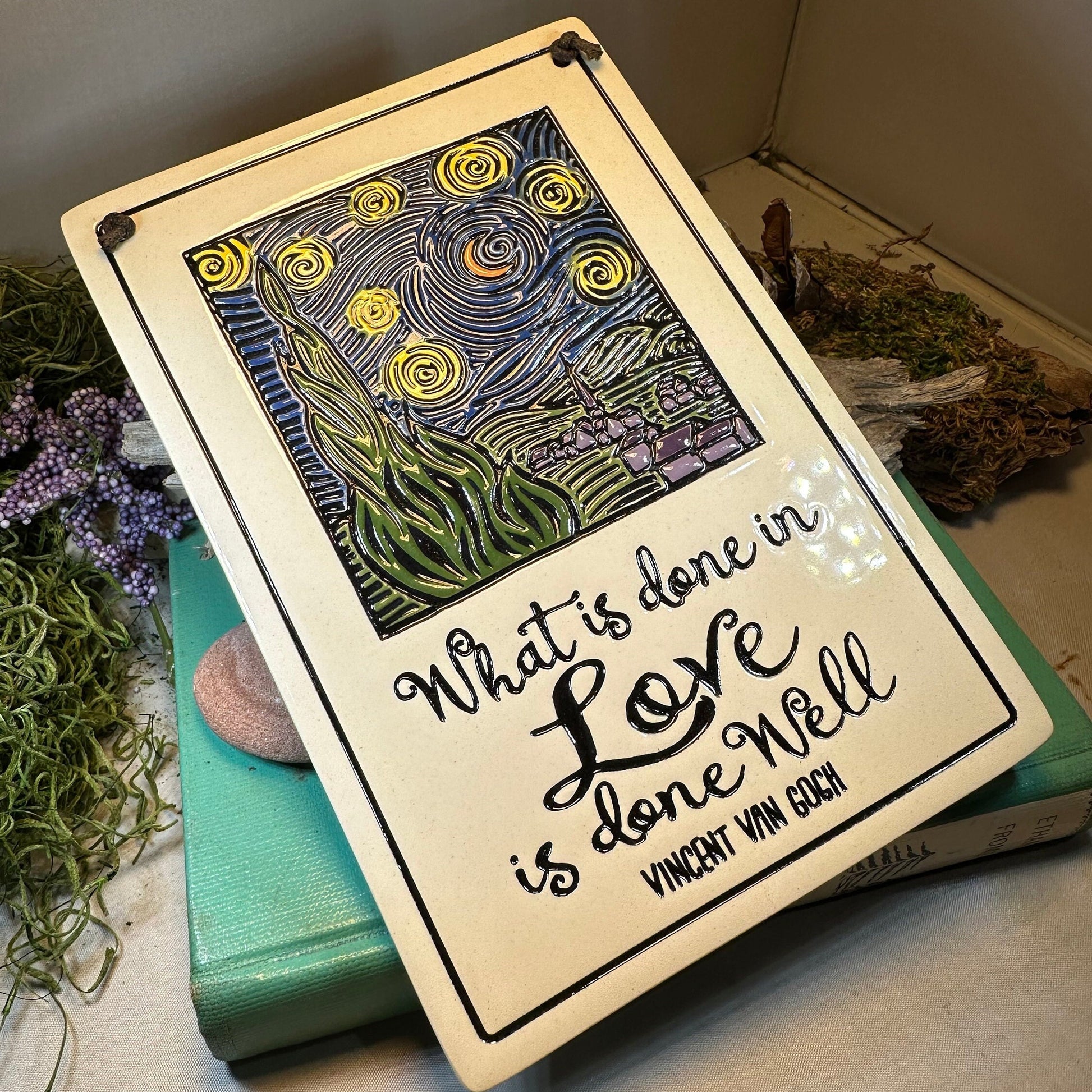 Van Gogh Wall Art, Starry Night, Ceramic Wall Plaque, New Home Gift, Mother's Day Gift, Wedding Gift, Fine Art Decor, Wife Gift, Mom Gift