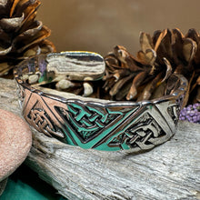Load image into Gallery viewer, Celtic Knot Cuff Bracelet, Celtic Jewelry, Bangle Bracelet, Scotland Jewelry, Ireland Jewelry, Irish Gift, Pewter Scottish Bracelet
