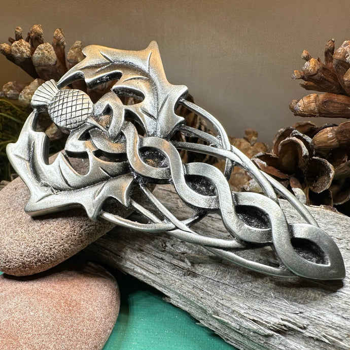 Thistle Kilt Pin, Scottish Pin, Celtic Knot Jewelry, Scotland Jewelry, Celtic Brooch, Men's Tartan Pin, Groom Gift, Dad Gift, Bagpiper Gift