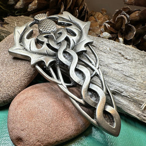 Thistle Kilt Pin, Scottish Pin, Celtic Knot Jewelry, Scotland Jewelry, Celtic Brooch, Men's Tartan Pin, Groom Gift, Dad Gift, Bagpiper Gift
