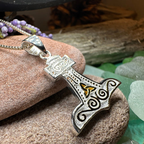 Load image into Gallery viewer, Thor's Hammer Necklace, Norse Necklace, Viking Jewelry, Celtic Knot Jewelry, Celtic Jewelry, Mjöllnir Pendant, Anniversary Gift, Dad Gift
