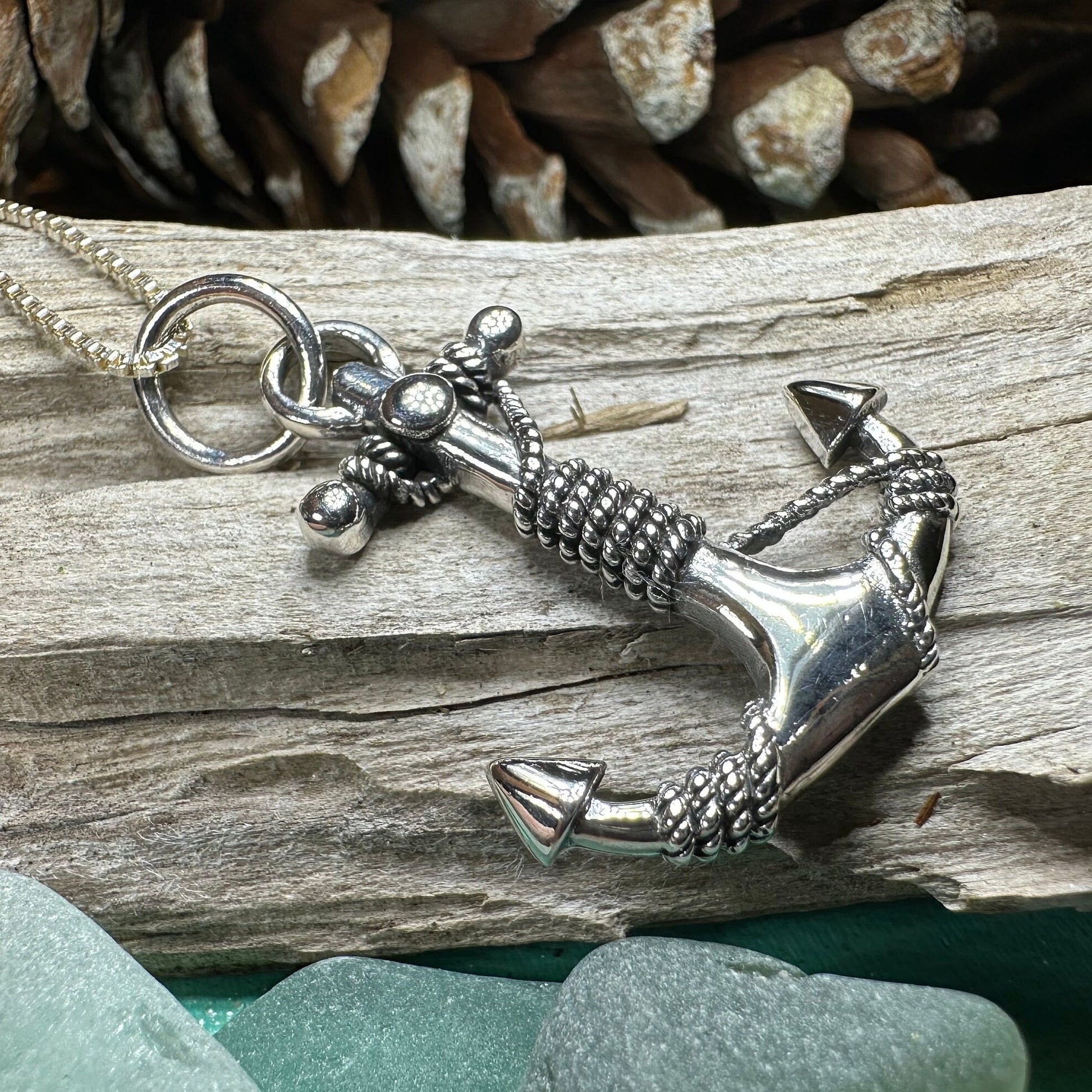 Anchor Necklace, Nautical Jewelry, Christian Pendant, Hope Necklace, Retirement Gift, Dad Gift, Mindfulness Gift, Ship Jewelry, Silver