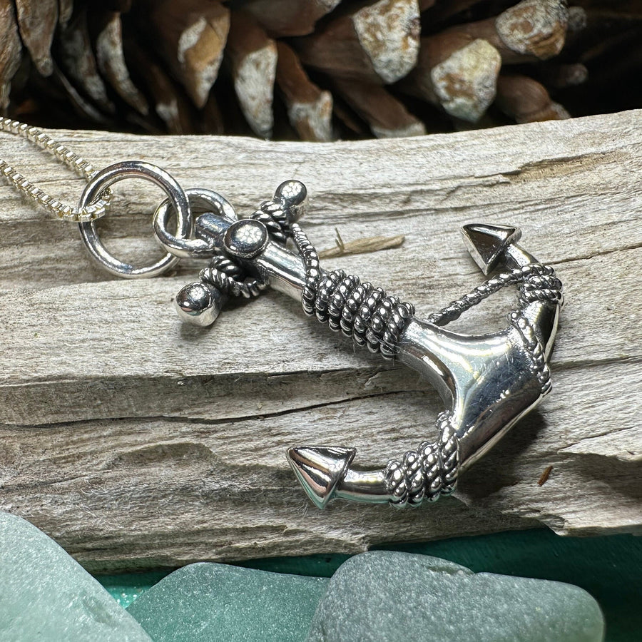 Anchor Necklace, Nautical Jewelry, Christian Pendant, Hope Necklace, Retirement Gift, Dad Gift, Mindfulness Gift, Ship Jewelry, Silver