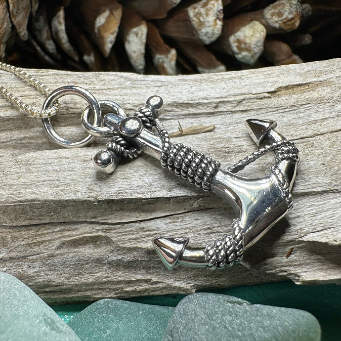 Anchor Necklace, Nautical Jewelry, Christian Pendant, Hope Necklace, Retirement Gift, Dad Gift, Mindfulness Gift, Ship Jewelry, Silver