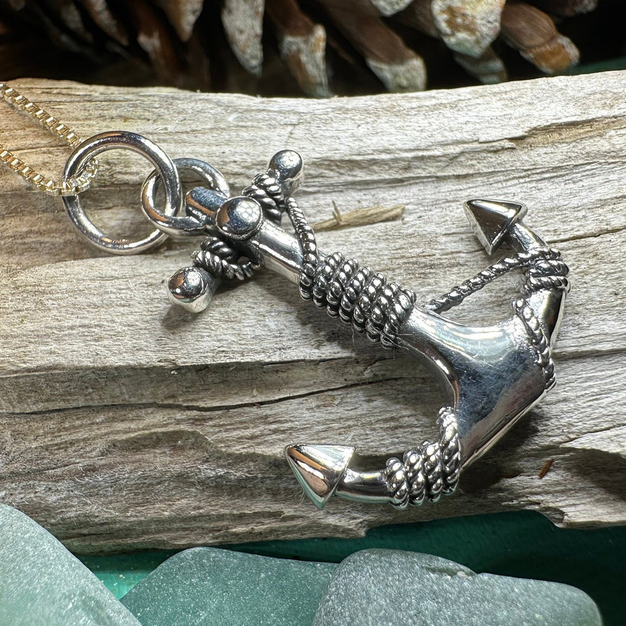 Anchor Necklace, Nautical Jewelry, Christian Pendant, Hope Necklace, Retirement Gift, Dad Gift, Mindfulness Gift, Ship Jewelry, Silver