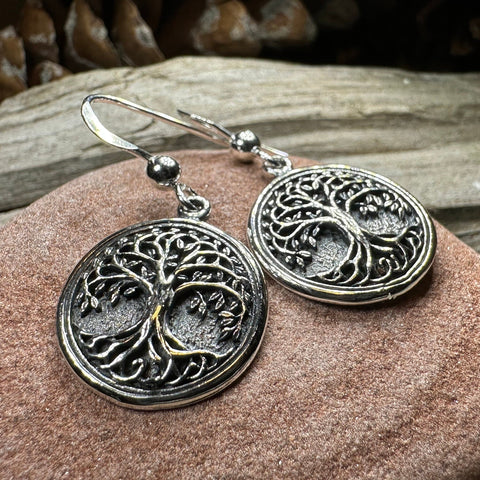 Load image into Gallery viewer, Tree of Life Earrings, Celtic Jewelry, Irish Jewelry, Norse Jewelry, Yoga Jewelry, Anniversary Gift, Tree Jewelry, Graduation Gift, Mom Gift
