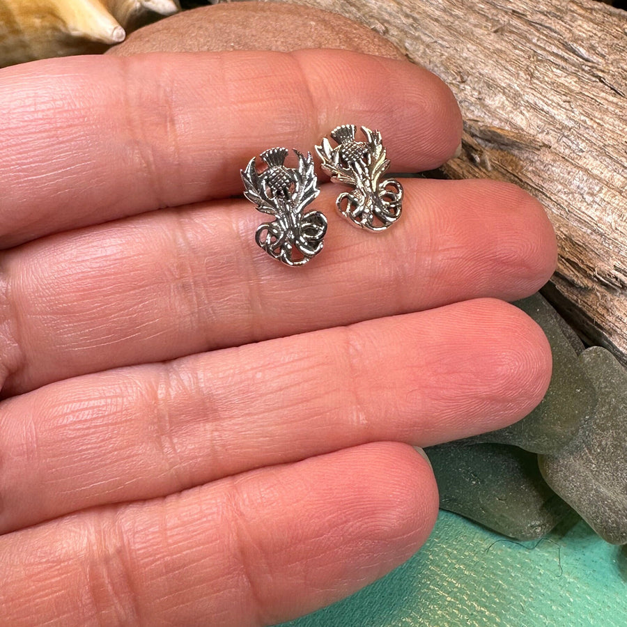 Thistle Earrings, Flower Jewelry, Scotland Jewelry, Celtic Jewelry, Graduation Gift, Anniversary Gift, Silver Stud Earrings, Post Earrings