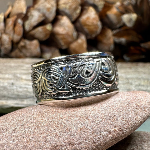 Load image into Gallery viewer, Celtic Dragon Ring, Celtic Ring, Scottish Promise Ring, Silver Ring, Irish Ring, Wedding Band, Anniversary Gift, Ireland Ring, Wiccan Ring
