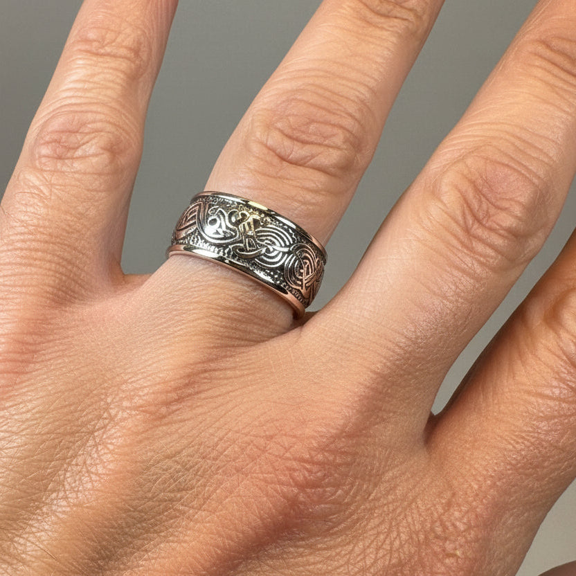 Celtic Dragon Ring, Celtic Ring, Scottish Promise Ring, Silver Ring, Irish Ring, Wedding Band, Anniversary Gift, Ireland Ring, Wiccan Ring