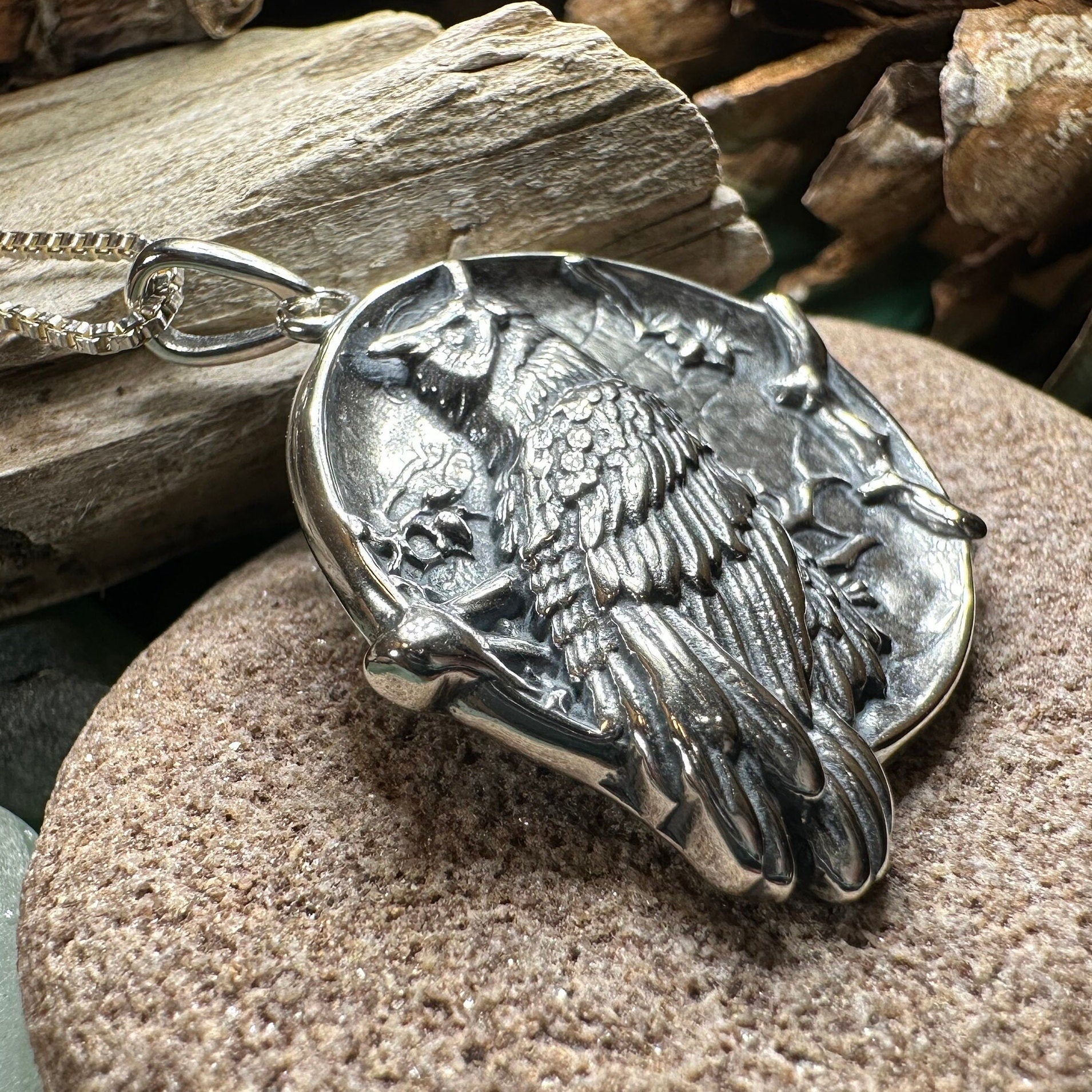 Owl Necklace, Full Moon Pendant, Nature Jewelry, Bird Necklace, Bird Lover Gift, Owl Gift, Woodland Jewelry, Irish Jewelry, Mom Gift