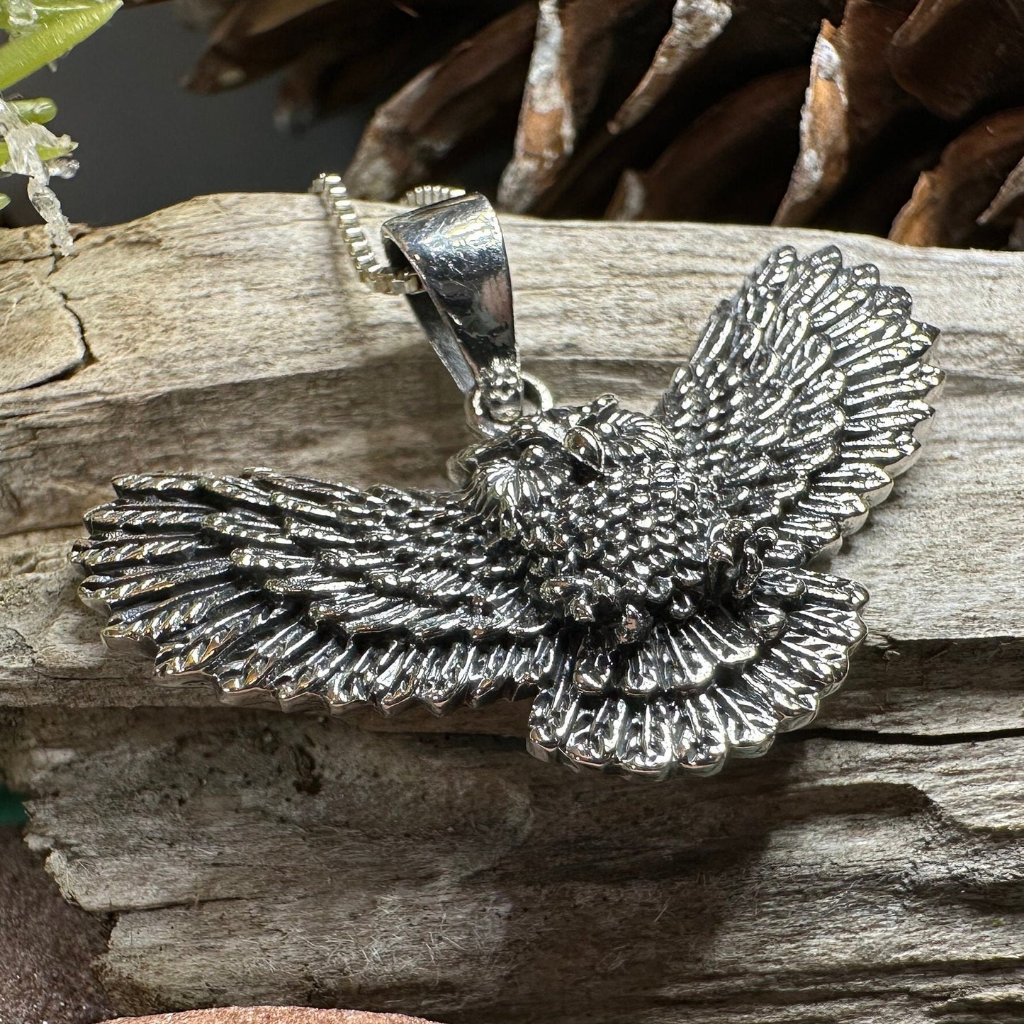 Owl Necklace, Flying Owl Pendant, Nature Jewelry, Bird Necklace, Bird Lover Gift, Silver Owl Gift, Woodland Jewelry, Irish Jewelry, Mom Gift