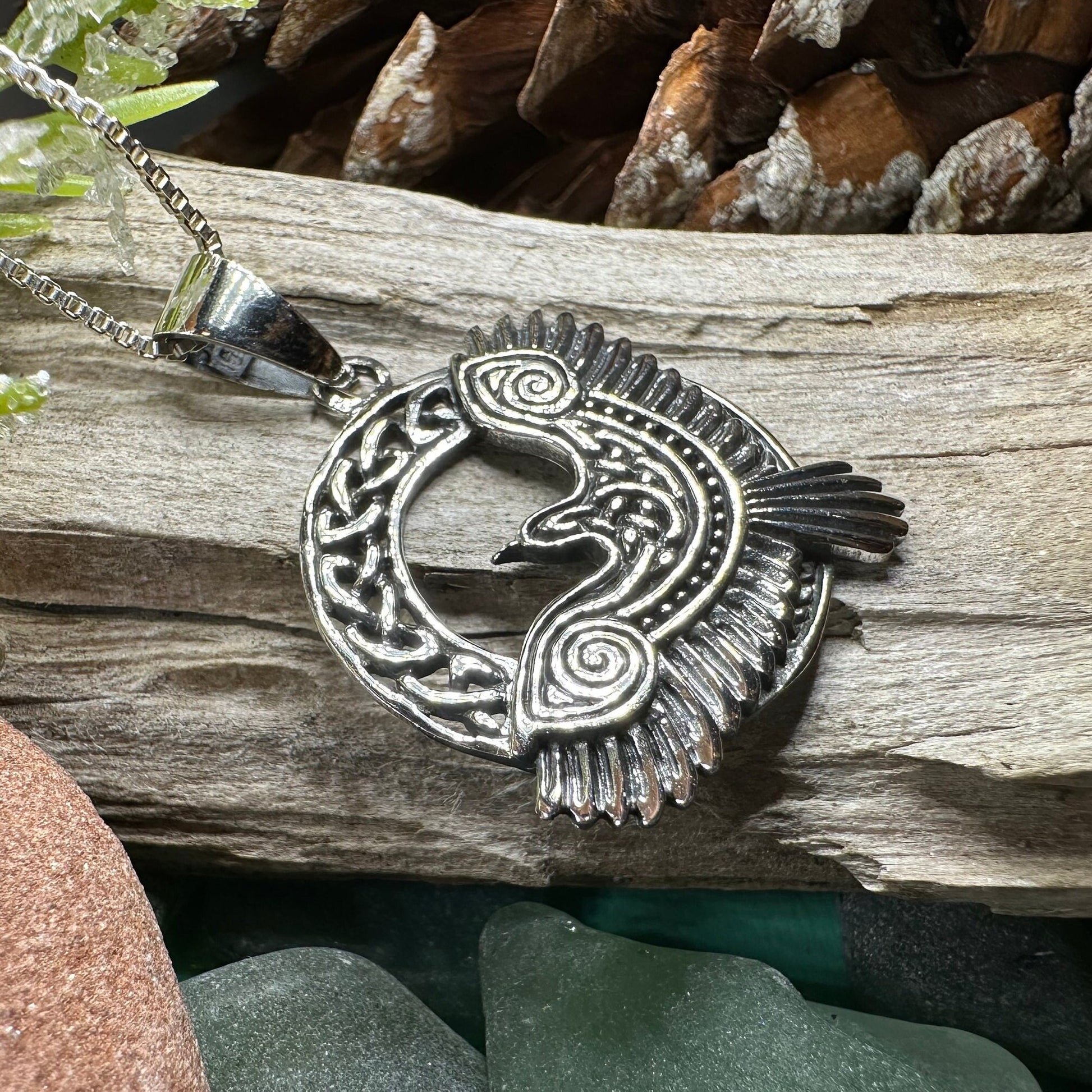 Raven Necklace, Bird Jewelry, Celtic Pendant, Black Bird Pendant, Animal Jewelry, Pagan Jewelry, Nature Lover, Poe Jewelry, Gothic Jewelry