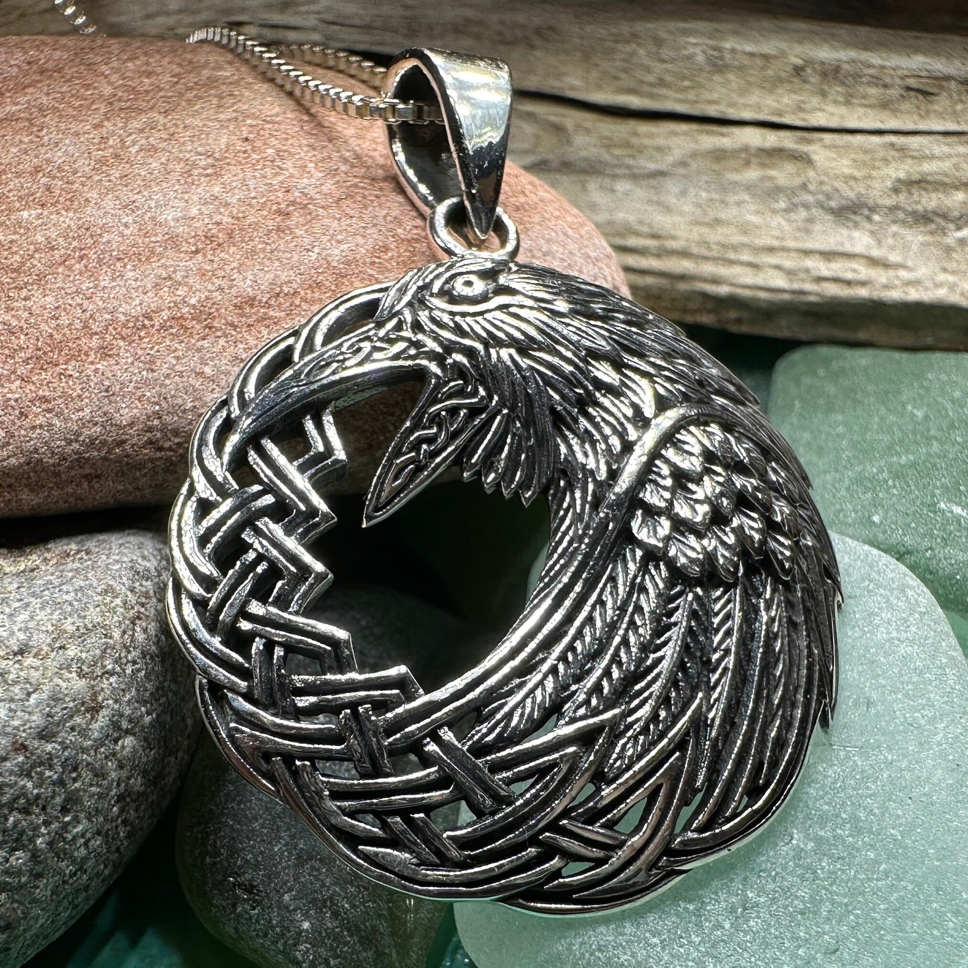 Raven Necklace, Bird Jewelry, Celtic Pendant, Black Bird Pendant, Animal Jewelry, Pagan Jewelry, Nature Lover, Poe Jewelry, Gothic Jewelry