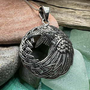 Raven Necklace, Bird Jewelry, Celtic Pendant, Black Bird Pendant, Animal Jewelry, Pagan Jewelry, Nature Lover, Poe Jewelry, Gothic Jewelry