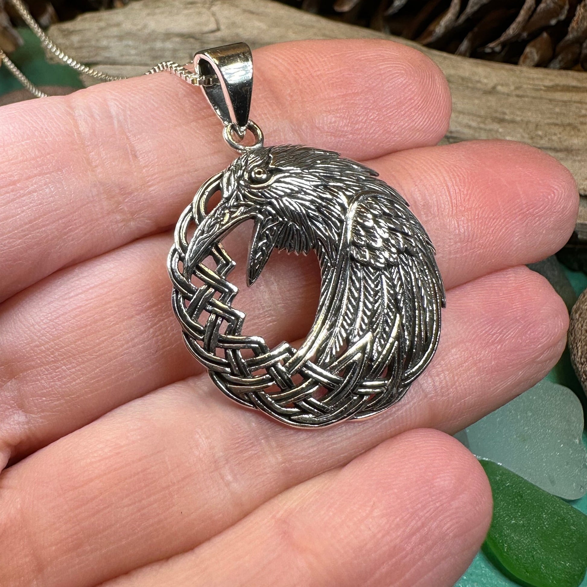 Raven Necklace, Bird Jewelry, Celtic Pendant, Black Bird Pendant, Animal Jewelry, Pagan Jewelry, Nature Lover, Poe Jewelry, Gothic Jewelry
