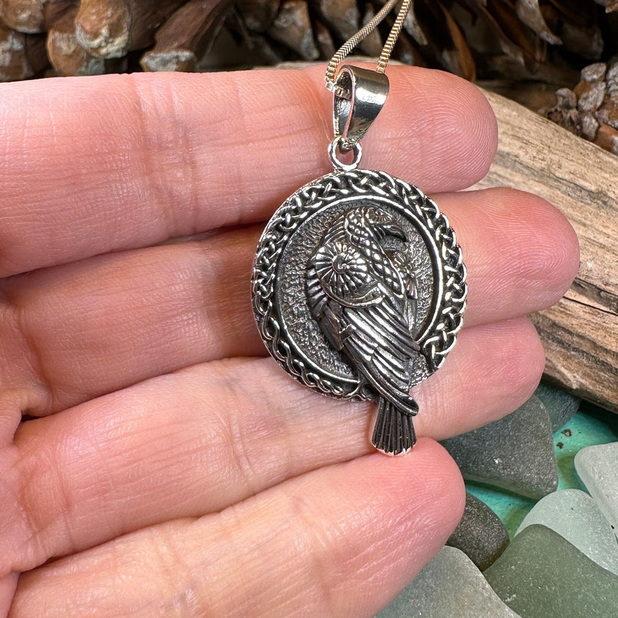 Raven Necklace, Bird Jewelry, Celtic Pendant, Silver Bird Pendant, Animal Jewelry, Pagan Jewelry, Nature Lover, Poe Jewelry, Gothic Jewelry