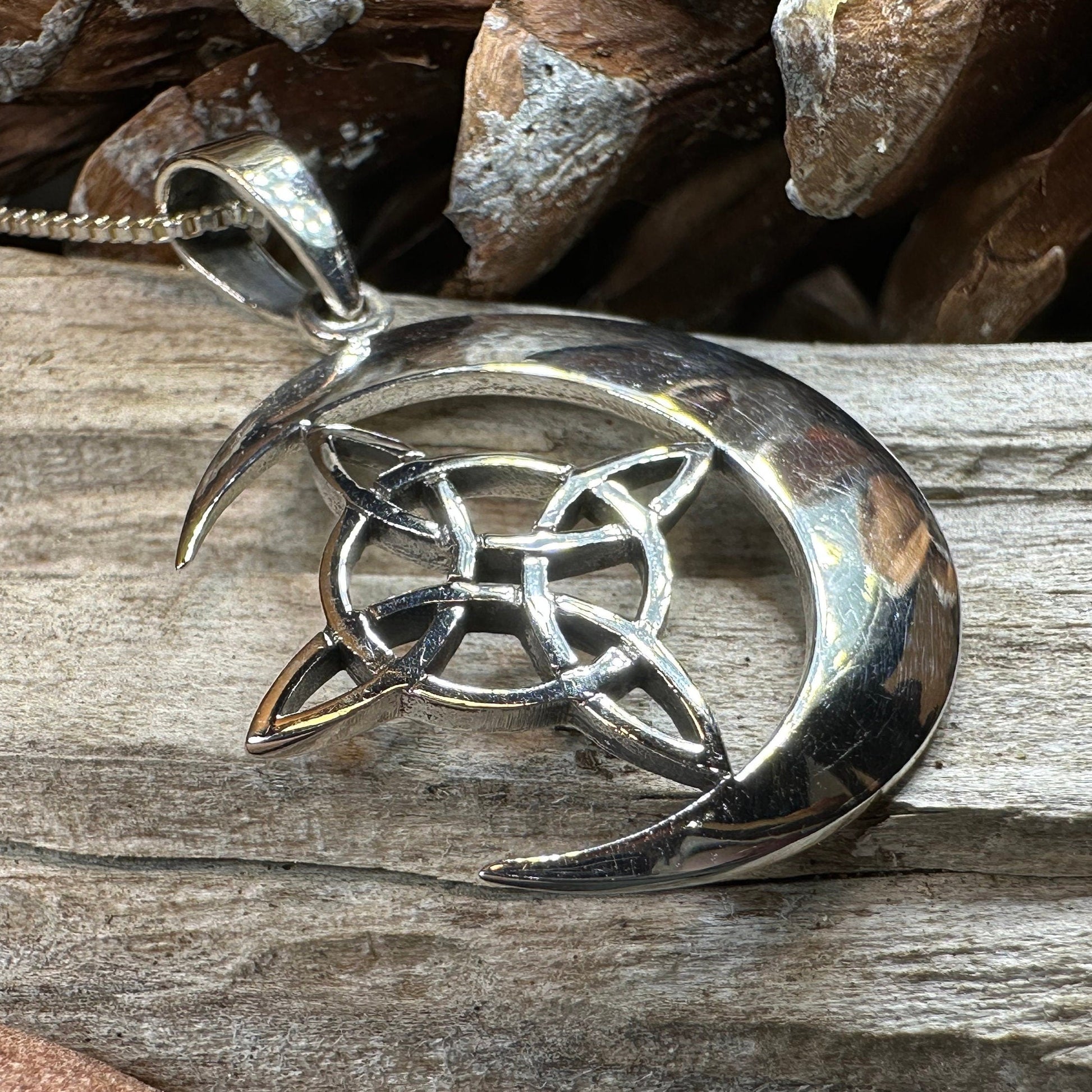 Moon Necklace, Celtic Jewelry, Celestial Jewelry, Wiccan Jewelry, Star Jewelry, Crescent Moon, Anniversary Gift, Pagan Jewelry, Mom Gift