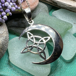 Moon Necklace, Celtic Jewelry, Celestial Jewelry, Wiccan Jewelry, Star Jewelry, Crescent Moon, Anniversary Gift, Pagan Jewelry, Mom Gift