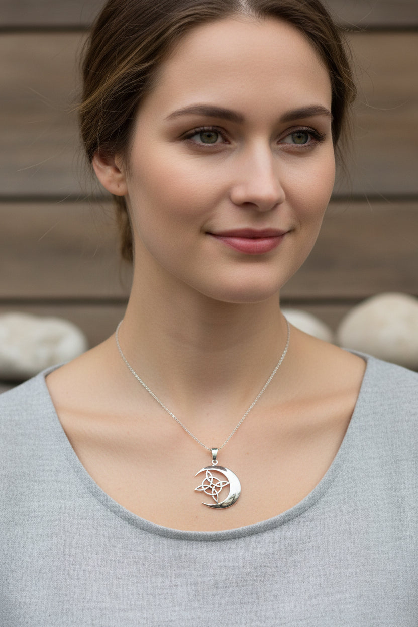 Moon Necklace, Celtic Jewelry, Celestial Jewelry, Wiccan Jewelry, Star Jewelry, Crescent Moon, Anniversary Gift, Pagan Jewelry, Mom Gift