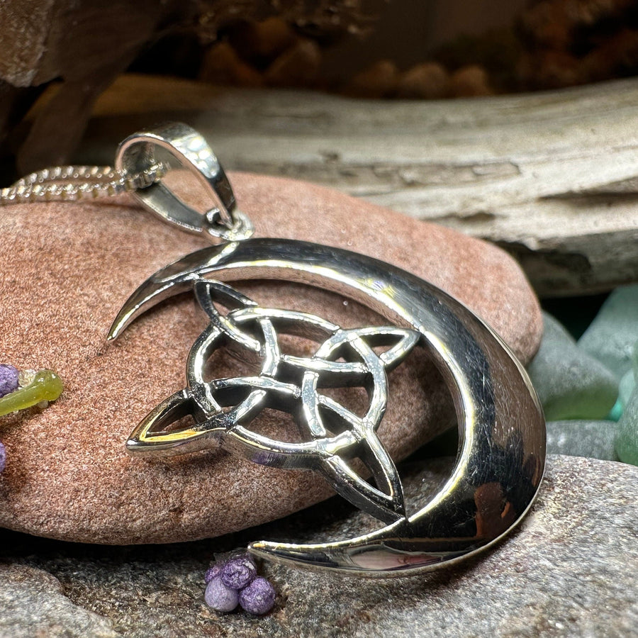 Moon Necklace, Celtic Jewelry, Celestial Jewelry, Wiccan Jewelry, Star Jewelry, Crescent Moon, Anniversary Gift, Pagan Jewelry, Mom Gift
