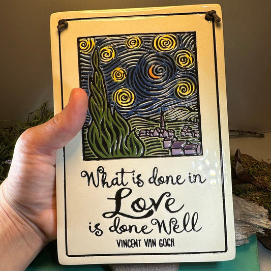 Van Gogh Wall Art, Starry Night, Ceramic Wall Plaque, New Home Gift, Mother's Day Gift, Wedding Gift, Fine Art Decor, Wife Gift, Mom Gift