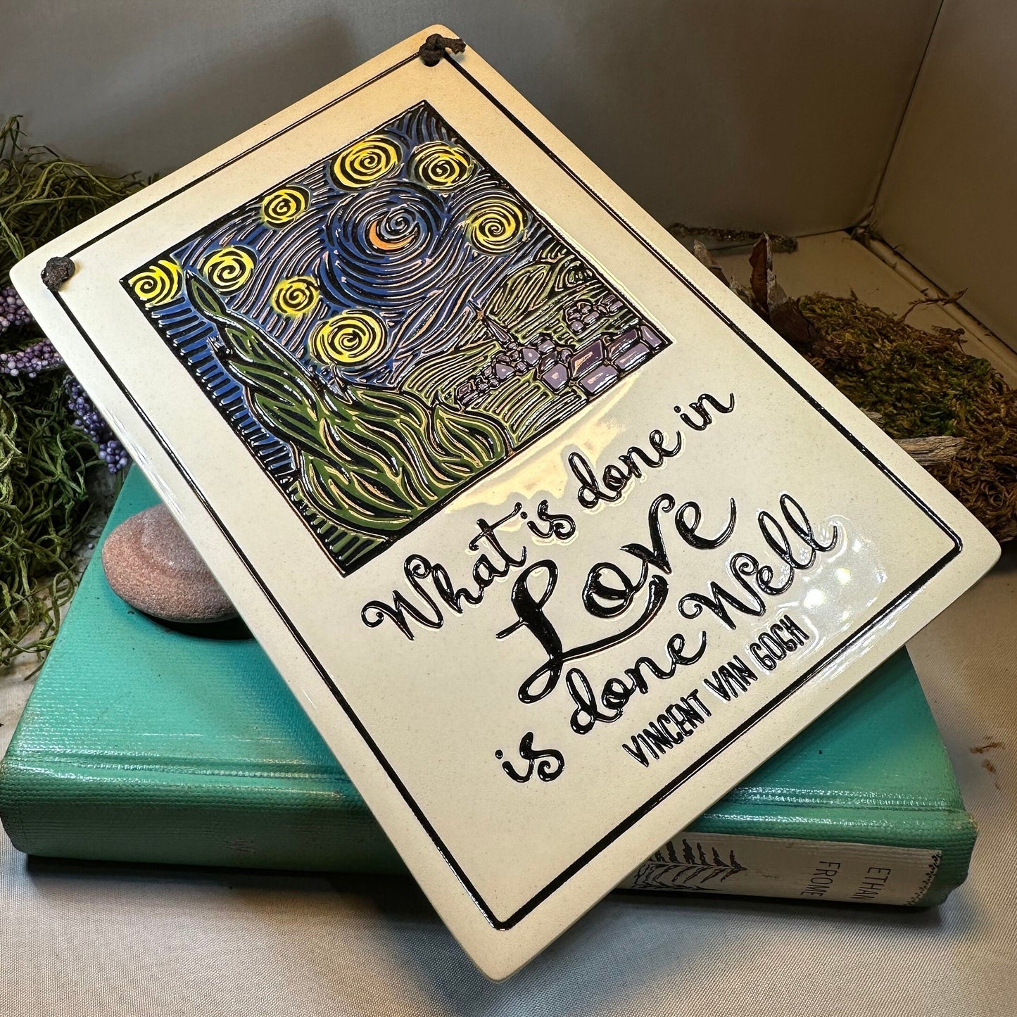Van Gogh Wall Art, Starry Night, Ceramic Wall Plaque, New Home Gift, Mother's Day Gift, Wedding Gift, Fine Art Decor, Wife Gift, Mom Gift