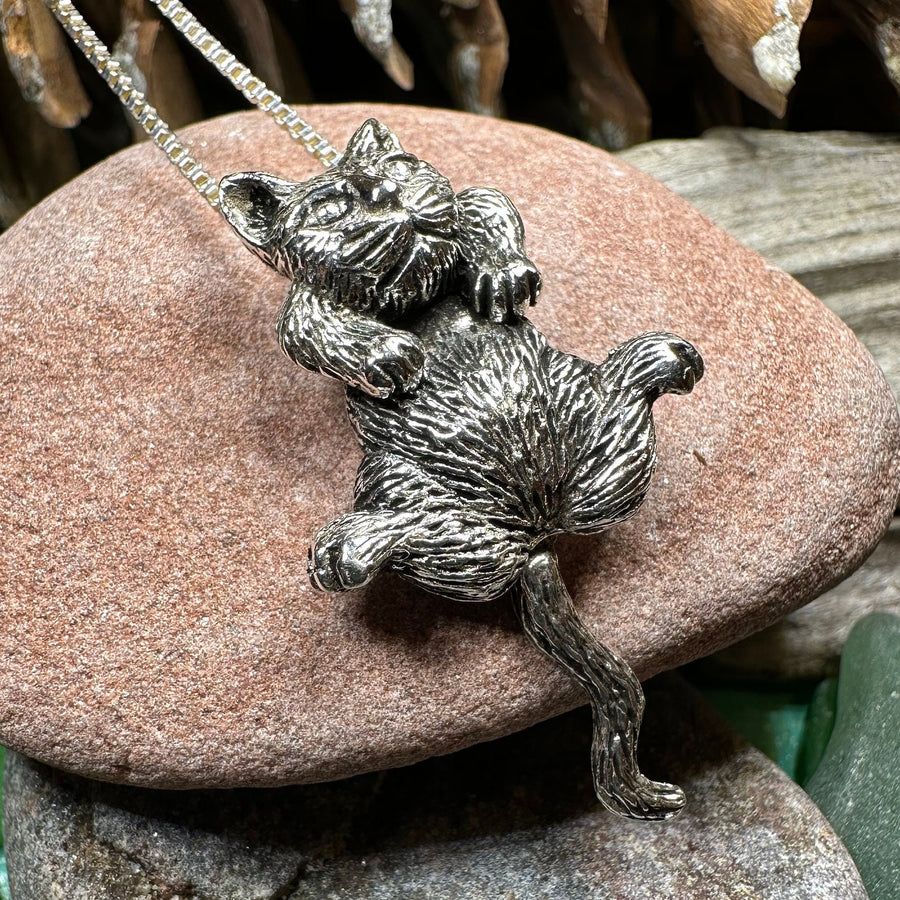 Cat Necklace, Cat Lover Gift, Nature Necklace, Cat Mom, Moveable Cat, Silver Cat Pendant, Best Friend Gift, Gift for Her, Animal Jewelry