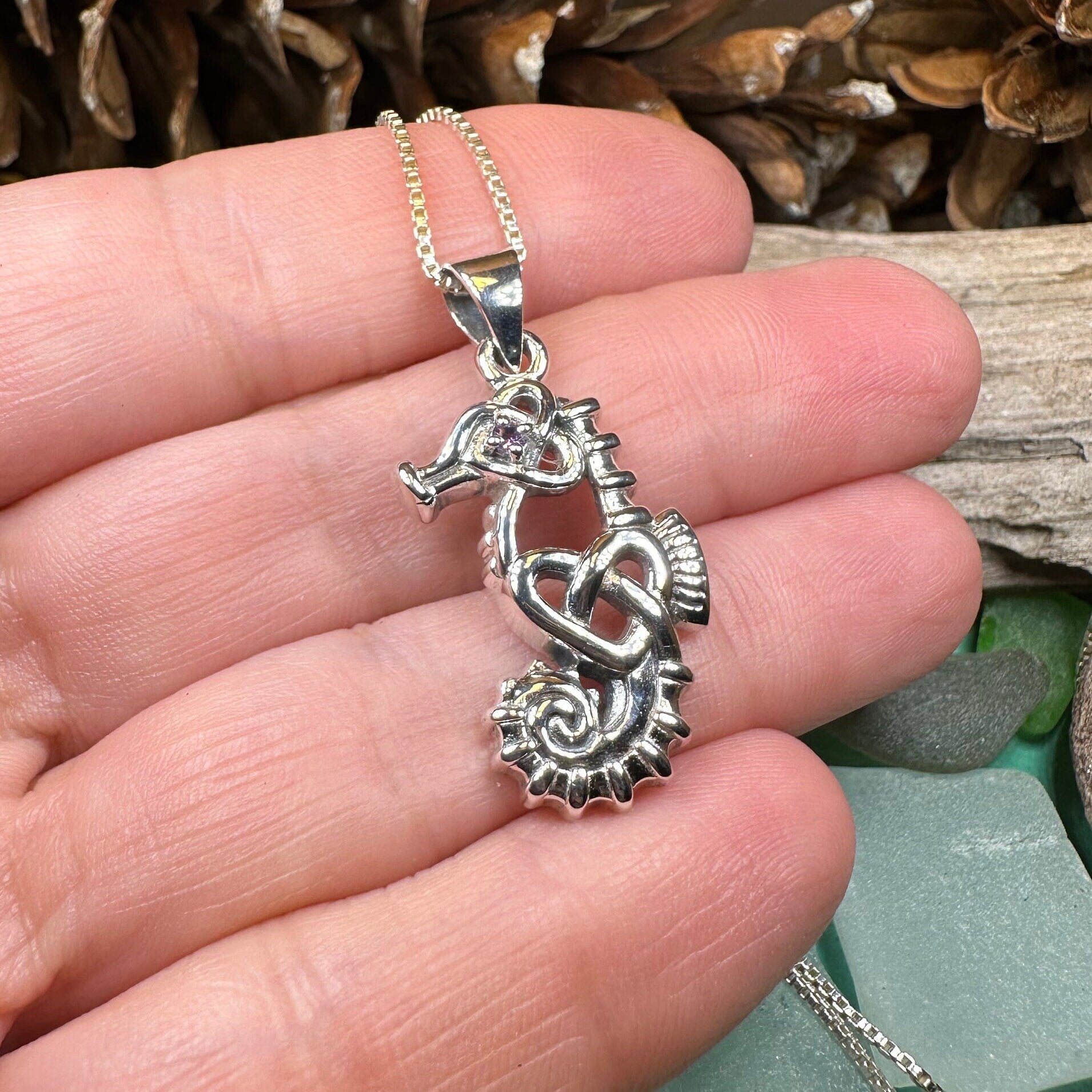 Seahorse Necklace, Celtic Jewelry, Nautical Pendant, Irish Jewelry, Celtic Knot Jewelry, Scottish Gift, Anniversary Gift, Ocean Jewelry
