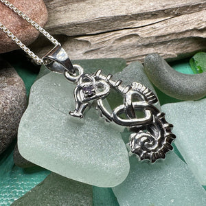 Seahorse Necklace, Celtic Jewelry, Nautical Pendant, Irish Jewelry, Celtic Knot Jewelry, Scottish Gift, Anniversary Gift, Ocean Jewelry